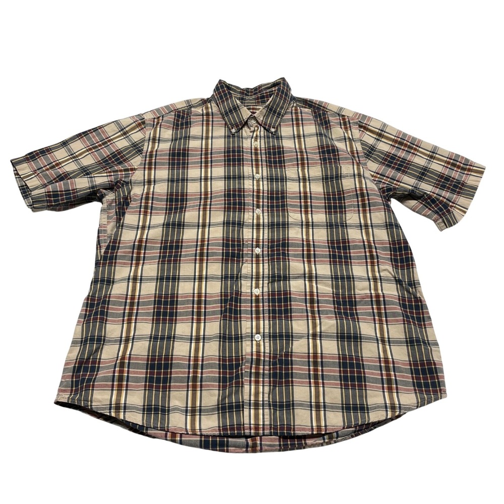 Covington Plaid Button Down Shirt Mens XL Multicolor Short Sleeve Cotton Casual‎